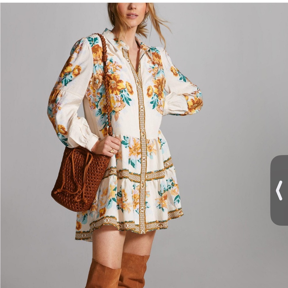 Anthropologie Panel Print Mini Shirtdress | size XS